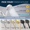ALL METAL Handheld Shower Head with Hose and Brass Holder- BRUSHED NICKEL - 2.5 GPM High Pressure - with Adjustable Wand Bracket - 6ft Flexible Extension