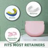 Silicone Pink Retainer Case with Lanyard Slim Cute Retainer Holder Dental Thin Container Braces Case for Girl Women Kids Men Travel Partial Denture Night Mouth Guard Aligner Case