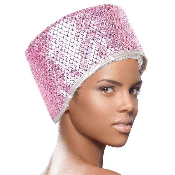 YVONNE Electric Thermal Heat Cap Deep Conditioning Hair Scalp Treatment Spa Hot Head Care for Home with 2 Mode Temperature Control (Pink)