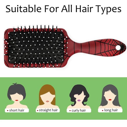 Detangler Hair Brush Red Spider Web Hairbrush for Kids Boys Girls, Glide Through Tangles with Ease and Massage Scalp, Smooth for All Hair Types (Wet Dry Thin Long Curly Hair)
