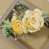 MAFELOE Artificial Flower Bridal Hair Comb, Wedding Hair Side Comb, Hair Accessories for Women and Girls-Yellow