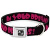 Dog Collar Seatbelt Buckle in Your Dreams Black White Pink 18 to 32 Inches 1.5 Inch Wide