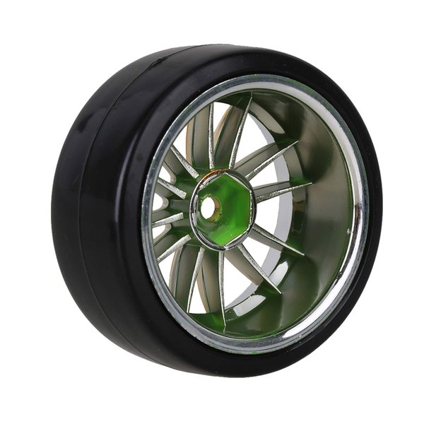 Mxfans 4PCS RC1/10 On Road Car Drift Smooth Wheel Tires & Plastic Plating Golden 12-Spoke Wheel Rims