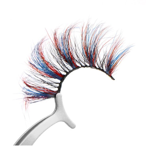 FOXSCOS 25mm Colored Eyelashes,Halloween 3D Mink Lashes with Color,Beautiful Natural Wispy Colorful False Eyelashes 1 Pair for Christmas New Year Party Ball Cosplay（blue red black 3 colors）