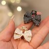 Xiwstar 2Pcs Mini Claw Clips Crystal Rhinestone Bow Hair Clips Small No-Slip Grip Jaw Clips Glitter Teeth Clips Metal Clamps Hair Accessories for Women Girls