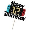 Bekaterea Video Game Happy 12th Birthday Cake Topper，Video Game Boy's 12th Birthday Level Up Party Cake decoration，boy girl gamer cake decoration，Video Game Theme Party Supplies