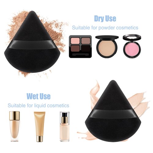 Pimoys 15 Pieces Powder Puff Face Soft Triangle Makeup Puff Velour Puff for Loose Powder Cosmetic Foundation Makeup Sponge Beauty Sponge Blender Makeup Tool(Black, Flesh, Pink)
