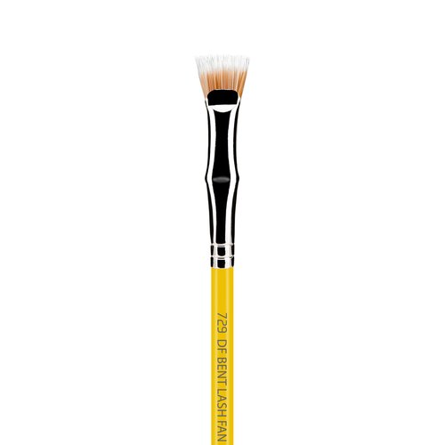 Bdellium Tools Professional Makeup Brush - Studio Series 729 Duo Fiber Bent Mascara Fan - With Soft Synthetic Fibers, For Applying Mascara (Yellow, 1pc)