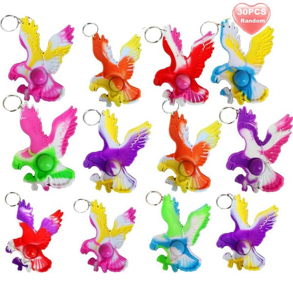 30 Packs Eagle Fly Mini Pop Bubble Fidget Keychain Decor for Party Favors, Goodie Bag Stuffers Christmas Valentine Gifts, Classroom Student Prize