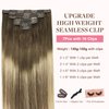 GOO GOO Clip in Hair Extensions Real Human Hair, 18inch 130g 7Pcs, 3/8/613 Balayage Walnut Brown to Ash Brown and Bleach Blonde, Remy Human Hair Extensions Clip ins for Women, Natural Human Hair