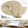 Moresoo Seamless Clip in Hair Extensions Human Hair Blonde Invisible Clip in Human Hair Extensions Seamless Platinum Blonde PU Seamless Extensions Clip in Human Hair Blonde #60 7pcs/120g 22inch
