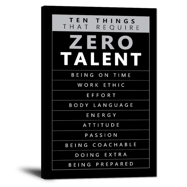 Motivational Wall Art for Office,10 Things that Require Zero Talent Poster,Office Artwork,Inspirational Zero Talent Quotes Wall Art Gifts Framed Ready to Hang-12x18 inches