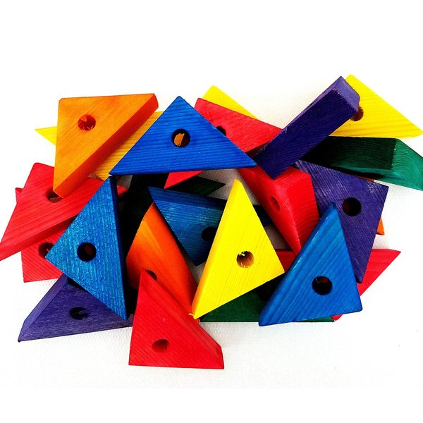 Wooden Colored 24 Triangles Bird Parrot Toy Parts African Grey Macaw Amazon