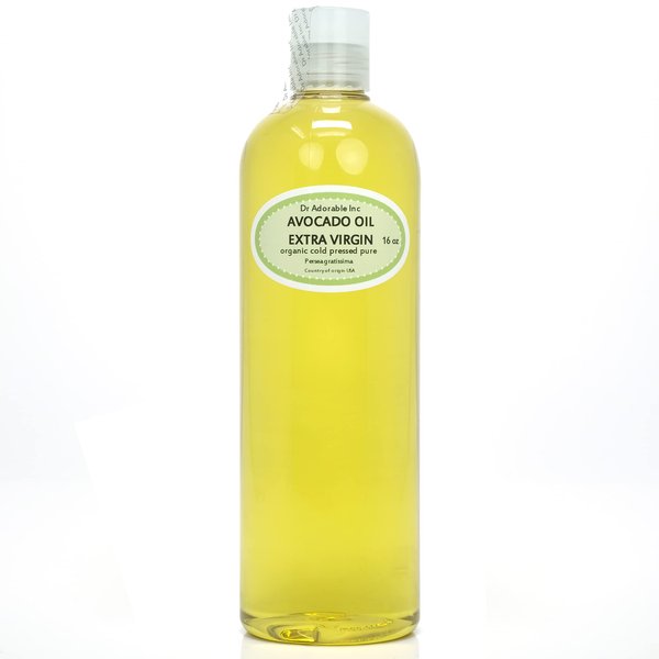 Dr Adorable - 16 oz - Avocado Oil UNREFINED - 100% Pure Natural Organic Cold Pressed Extra Virgin Raw