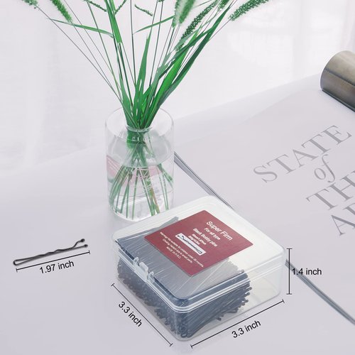 Black 400PCS Hair Bobby Pins for Women, Bun Pins for Thick and Thin hair and All Hair Types with Case, 1.97 inch