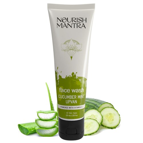 NOURISH MANTRA - Cucumber Mint Upvan Face Wash | Powered with Vitamin C, Cucumber, and Niacinamide | Face Wash For All Skin Types | Paraben & SLS, SLES Free | Vegan & Cruelty-Free | 100 ml