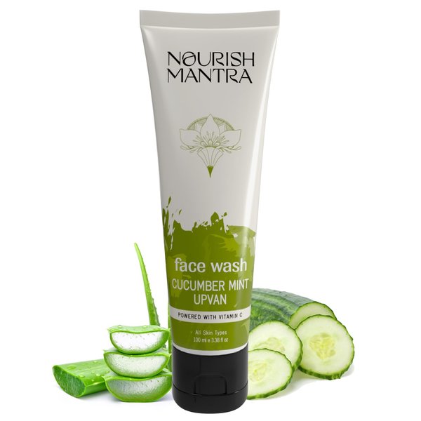 NOURISH MANTRA - Cucumber Mint Upvan Face Wash | Powered with Vitamin C, Cucumber, and Niacinamide | Face Wash For All Skin Types | Paraben & SLS, SLES Free | Vegan & Cruelty-Free | 100 ml