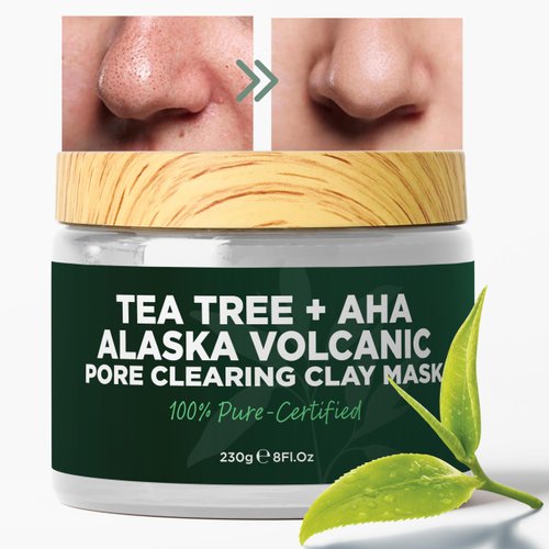 Terramed Just Think Comfort Pore Cleansing Mask - Blackhead Remover Clay Mask - Pore Minimizer for Face with Volcanic Ash & AHA - Itching, Burning, Redness Relief - Detoxifies and Refines Skin