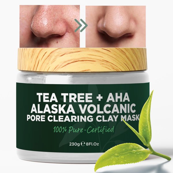 Terramed Just Think Comfort Pore Cleansing Mask - Blackhead Remover Clay Mask - Pore Minimizer for Face with Volcanic Ash & AHA - Itching, Burning, Redness Relief - Detoxifies and Refines Skin