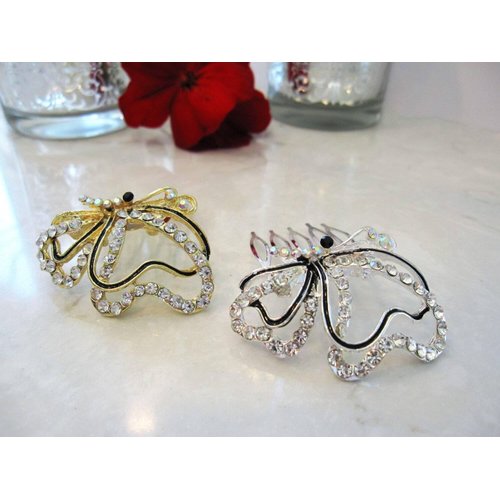 Crystal hair comb barrette clip bridal clip bridal barrette (Primary color: Gold)