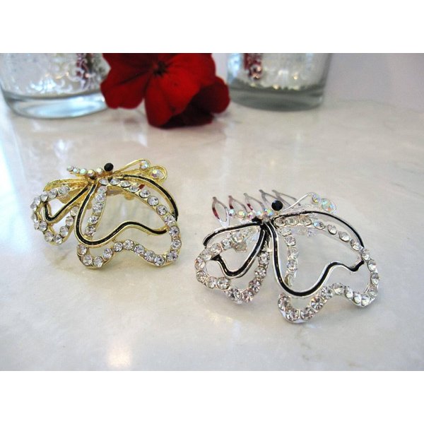Crystal hair comb barrette clip bridal clip bridal barrette (Primary color: Gold)