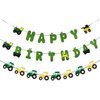 Green Tractor Birthday Banner Set with Tractor Garland Banner for Tractor Farm Themed Birthday Party Supplies Decorations
