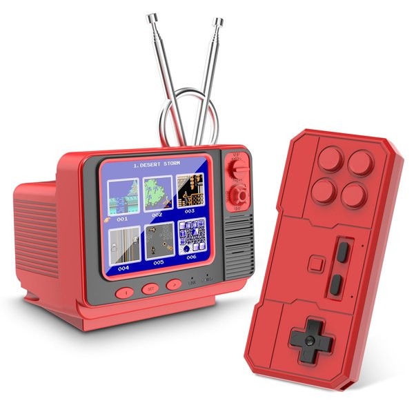 Handheld Games for Kids Aldults - GV300S 168 Classic Retro Video Game- 3.0 Inch Screen Electronic Mini TV Style Support for Connecting TV and Two Players(RED)