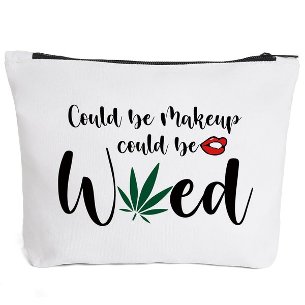 Fokongna Makeup Bag, Travel Cosmetic Bag, For Women Best Friends Sister Funny Weed Gifts, Small Makeup Zipper Pouch Travel Accessories Organizer Bag Toiletry Case Gifts for Birthday Christmas