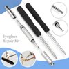 Gold Eyeglass Repair Tool Kit Eye Glass Repair Kit Eye Glasses Repairing Screwdriver Set with Eyeglass Screws, Nose Pads, Small Screwdriver, Tweezers for Glasses Sunglasses Watch Clock Repair