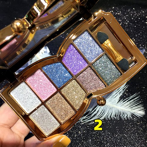 XFEXM Glitter Eyeshadow Palette, 10 Colors Sparkle Shimmer & Matte Eye Shadow Highly Pigmented Waterproof Long Lasting Makeup Set (Color 2)