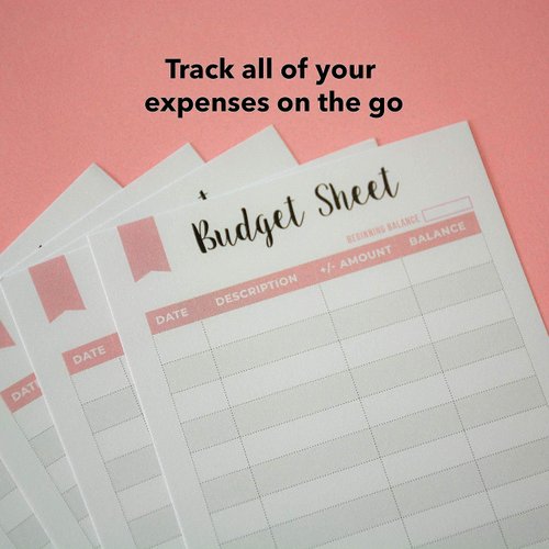 Set of 60 Spending Tracker A6 Budget Sheets I Expense Tracker for Budget Planner Binder - Use with Budget Tracker, A6 Cash Envelopes, A6 Planner - Size 3.2 x 6.6 Inches - A6 Budget Binder Inserts