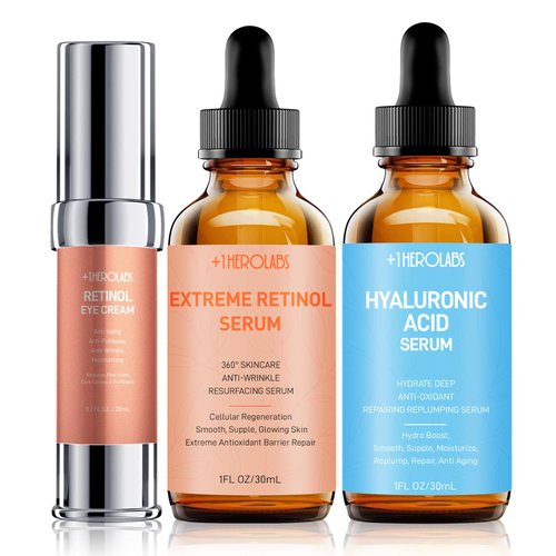 Retinol Serum for Face, Retinol Eye Cream, Hyaluronic Acid Serum 3PCS, Anti Aging Serum Skin Care Set for Women