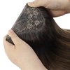 Ve Sunny Human Hair Ponytail Extension Dark Brown Ponytail Extension Human Hair Darkest Brown Ombre Medium Brown Clip Ponytail Extension Human Hair Wrap around Ponytail Adjustable 80g 18inch
