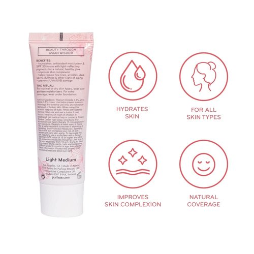 pūrlisse Ageless Glow Serum BB Cream SPF 40 : Clean & Cruelty-Free, Full & Flawless Coverage, Hydrates with Collagen | Medium Warm 1.4oz