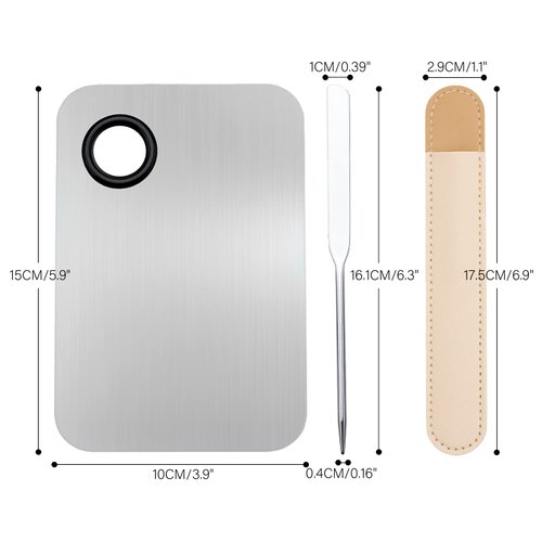 G2PLUS Makeup Mixing Palette, Korean Makeup Spatula and Foundation Palette Stainless Steel Cosmetic Makeup Palette with Picasso Spatula for Foundation, Eye Shadow, Eyelash, Nail Art and Concealer