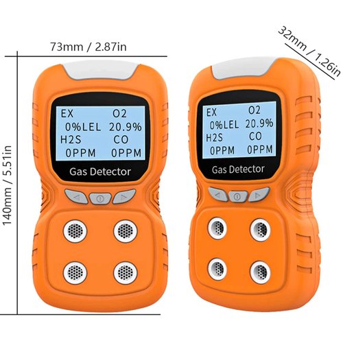 AirRadio Combustible Gas Leak Detector Portable 4 in 1 Gas Detector Rechargeable Natural Gas Tester Alarm O2, CO, H2S, LEL Gas Sensor Tester Analyzer LCD Display