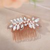 Foyte Crystal Wedding Hair Comb Pearl Bride Headpiece Rose Gold Rhinestone Hair Piece Bridal Side Hair Accessories for Women and Girls