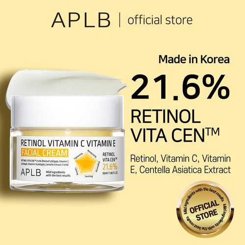 APLB Retinol Vitamin C Vitamin E Facial Cream | RETINOL VITA CEN™ 21.6% 1.86 FL.OZ/Korean Skincare, Deep hydration, Retinol, Revitalize for gentle and improve skin texture