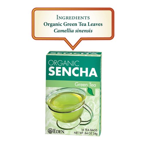 Eden Organic Sencha Green Tea, Japanese, Uji Cha, 16 Unbleached Manila Tea Bags/Box (3-Pack)