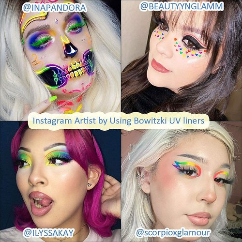 Bowitzki 8x5 Gram Water Activated Eyeliner Hydra Liner Makeup UV Glow Fluorescent Color Graphic Retro Face and Body Paint (UV Color)