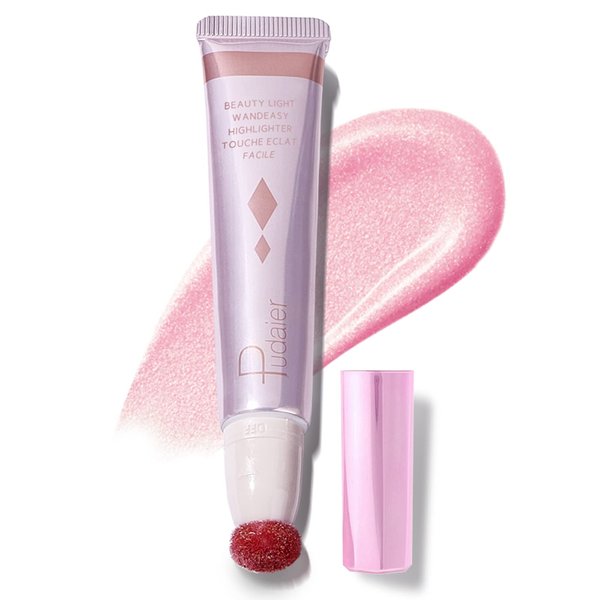 Liquid Highlighter Beauty Wand, 13 Colors, Creamy Soft Texture Face Highlighter for Natural Matte Finish, Long Lasting, Blendable Highlighter Stick Makeup, with Cushion Applicator, 08, 0.68 Fl Oz
