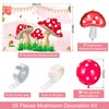 55 Pieces Mushroom Decorations, Include Mushroom Banner, Red and White Dot Garland Arch Kit, Mushroom Shape Foil Balloons, Mushroom Themed Party Supplies for Kids Girls
