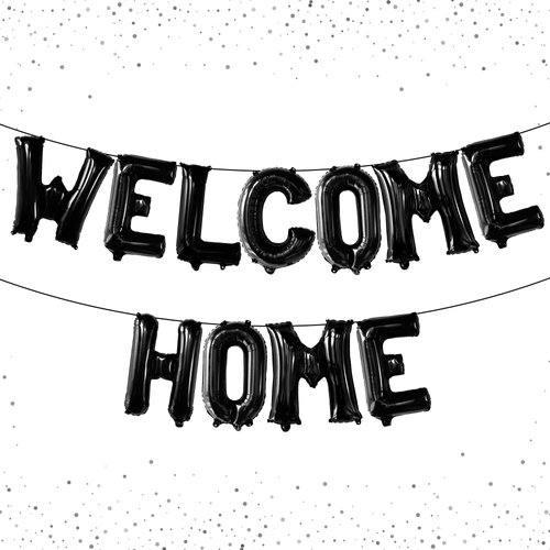 KatchOn, Black Welcome Home Balloons - 16 Inch | Welcome Home Party Decorations | Black Welcome Home Banner for House Warming Decoration Party | Family Gathering Banner for Welcome Home Decorations