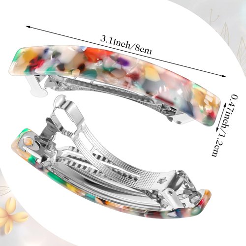 6 PCS Hair Barrettes 3 Inch Small Acetate Clips Non-slip French Tortoise Shell Hair Pins for Fine Thin Thick Hair, Vintage Elegant Ponytail Hair Accessories for Women Girls