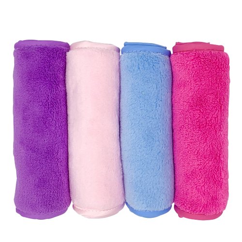4 Pack Reusable Flannel Microfiber Makeup Remover Eraser Washcloths Face Facial Erase Cleansing Clean Cloth Towel, Chemical Free, Remove Makeup Instantly with Just Water Suitable for All Skin Types