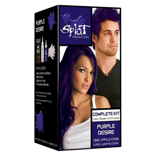 Splat Purple Desire Semi Permanent Hair Dye Kit with Bleach, 1 Application, Includes Purple Hair Dye, Oxide & Bleach Powder, Vegan & Cruelty Free Hair Color