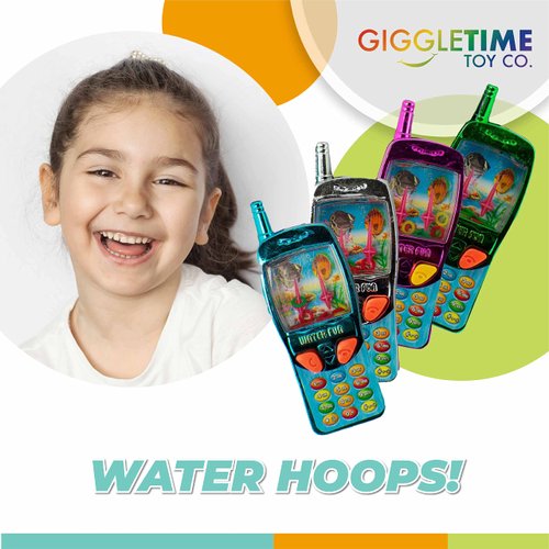 Giggle Time Cellphone Water Game (12) Pieces - Water Ring Toss Handheld Games for Kids, Water Games for Kids, 90s Games, Party Favors, Piñata Stuffer, Carnival Prize, Back to School Supplies - 4 in