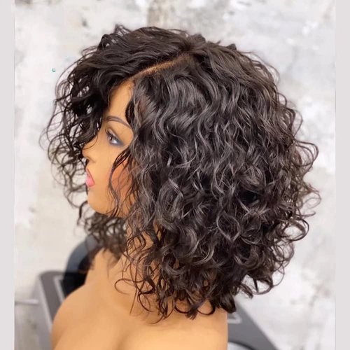 QUINLUX WIGS Short Loose Deep Wave HD Invisible Lace Frontal Wig Brazilian Human Hair Pixie Short Curly Bob Cut 13X6 HD Transparent Lace Front Human Hair Wigs for Black Women Preplucked Baby Hair 8"