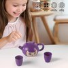 HI-REEKE Toy Tea Set, Magic Teapot Toy Pretend Play Tea Party for Girl-Purple