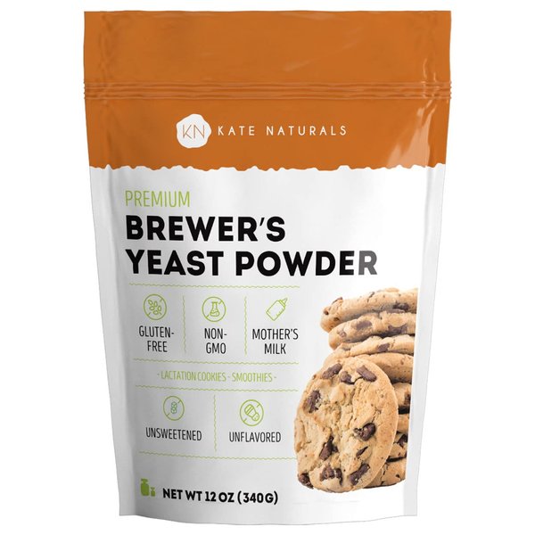 Brewers Yeast Powder for Lactation to Boost Mother's Milk - Kate Naturals. Brewer's Yeast Powder for Lactation Cookies. Gluten Free & Non-GMO Lactation Supplement. Edible for Dogs & Ducks (12oz)